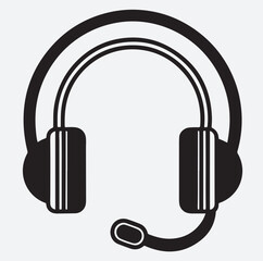 line art headset clean cable curves in a minimal silhouette vector art illustration, headphones icon vector illustration