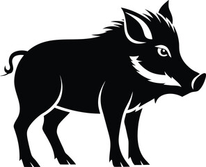 Wild boar silhouette, silhouette of the wild boar isolated on white background