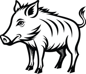 Wild boar silhouette, silhouette of the wild boar isolated on white background