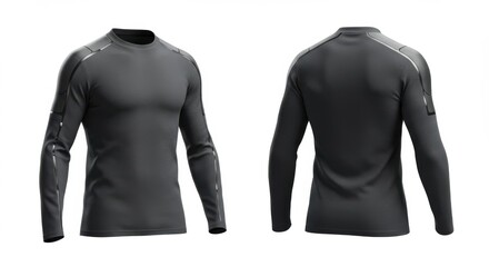 Gray Long Sleeve Shirt with Trim Detail