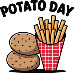 National Potato Day Celebration with Fries and Potatoes Illustration | vector graphic of national potato day | Holiday concept