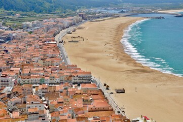 The Portuguese town of Nazaré, which is famous among surfers for its waves