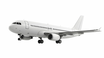 Obraz premium White Passenger Airplane in Flight Against White Background
