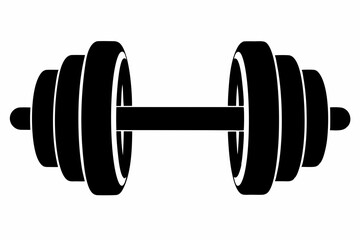 gym dumbbell silhouette black vector