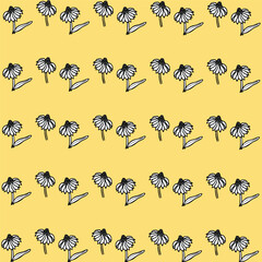  Cheerful Echinacea Pattern - A Lively Display of Hand-Drawn Coneflowers