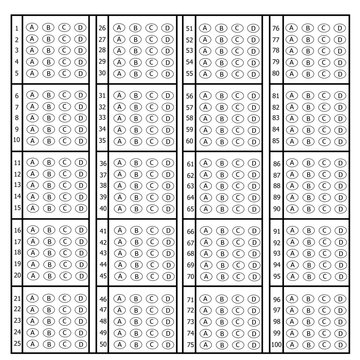 OMR sheet for practicing, Printable Omr sheet for competitive exams preparation.