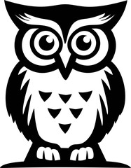 Fototapeta premium Black and white stylized owl illustration with bold geometric features. Vector illustration