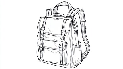 Line Drawing of a Stylish Backpack