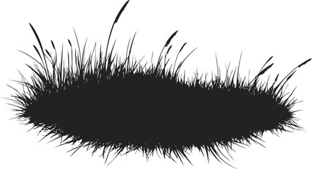 Black silhouette of grass clump with tall blades. Vector illustration