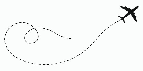 Airplane Flight Path with Looping Trajectory – Travel and Aviation Concept