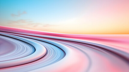 Abstract Pastel Landscape with Pink and Blue Swirling Curves