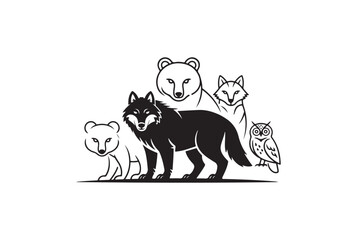 Arctic Wildlife Silhouette Illustration