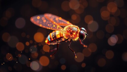 Naklejka premium Abstract Holographic Fly, Particle Design, Futuristic Concept