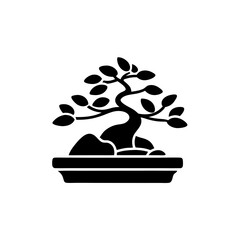 creative details Bonsai with rocks icon Vector Illustration