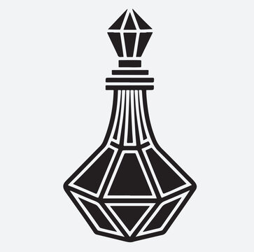 perfume bottle silhouette vector art illustration, bottle of attar