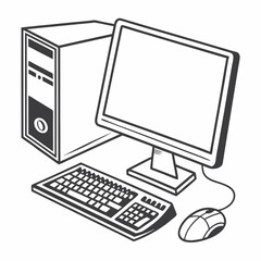Vector computer, silhouette style, clear design, white background