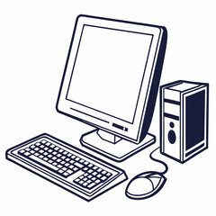 Fototapeta premium Vector computer, silhouette style, clear design, white background