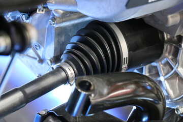 Drive system in electric cars. electric system of car front driving axle in the car. elements of...