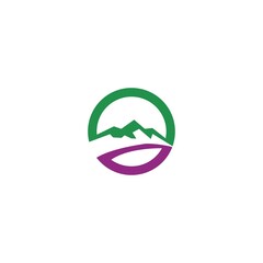 Mountain circle vector logo design