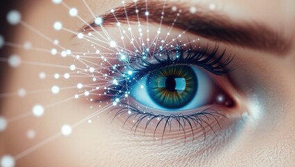 Fototapeta premium Digital Eye Network: AI Technology Illustration Closeup