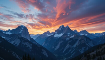 Obraz premium Stunning Mountain Sunset with Vibrant Colors in the Sky