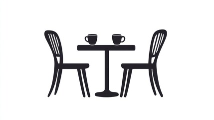 Cafe table and chairs silhouette