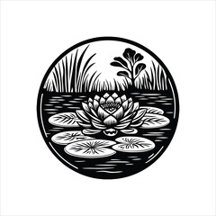 vector illustration of a water lily