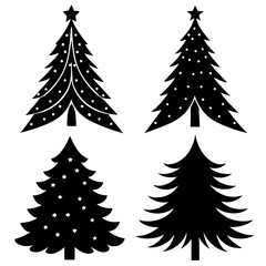 Obraz premium Vector pine trees in festive arrangement for use in digital scrapbooking and winter themes.