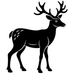 Obraz premium Vector silhouette bundle of Christmas holiday icons including Santa, sleigh, trees, stars, and candy canes.
