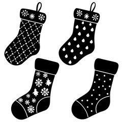 Winter wonderland vector silhouettes including snowmen, pine trees, and snowfall—ideal for greeting card designs.