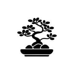 creative details Bonsai with pebbles icon Vector Illustration 