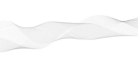 Gray and white abstract background with flowing particles. Abstract wave element for design. Digital frequency track equalizer. Stylized line art background