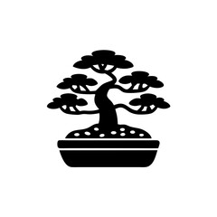 creative details Bonsai with pebbles icon Vector Illustration 