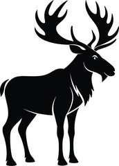 Moose silhouette, silhouette moose on white background
