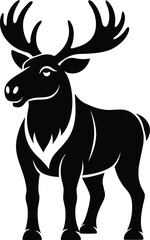 Moose silhouette, silhouette moose on white background