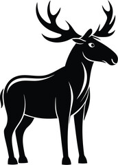 Moose silhouette, silhouette moose on white background