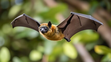 Obraz premium A lovely bat is shown soaring through the bright sunlight