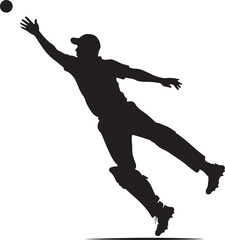 Silhouette of a fielder jumping to catch the ball
