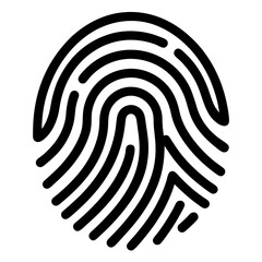 Fingerprint Icon - Detailed Thin Black Lines with Swirls, White Background