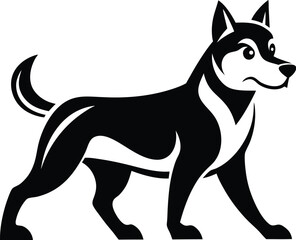 Walking dog silhouette, illustration of the rambling dog on white background