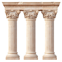 Obraz premium Antique Greek columns beige color transparent background PNG