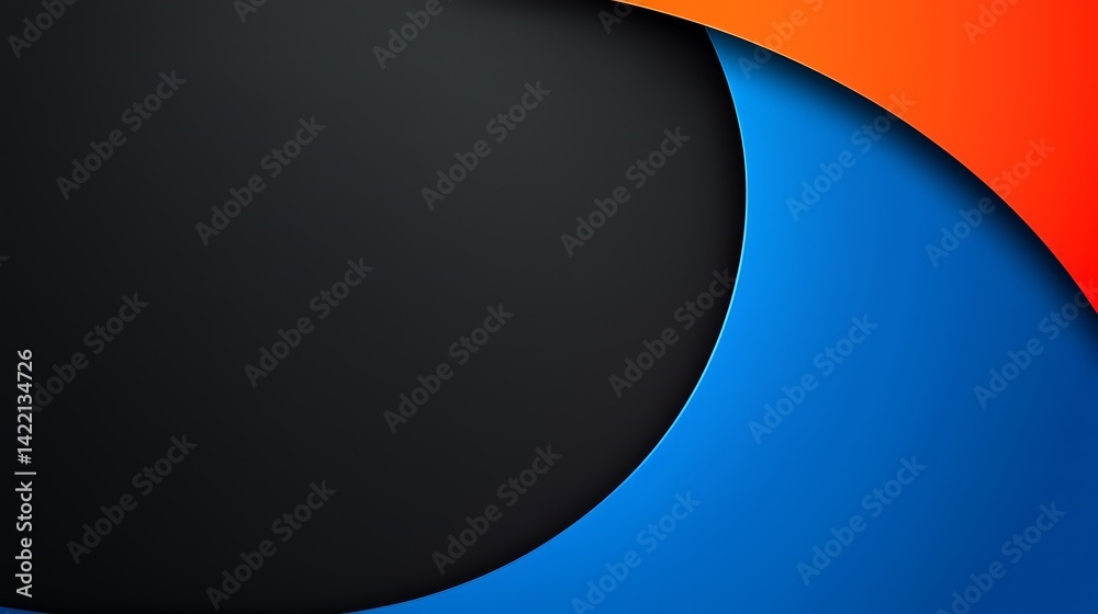 Poster black and blue background with a red and blue line that curves. the blue and red line is not straigh