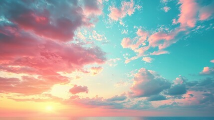 Celestial Serenity Pink and Blue Hues Above the Horizon at Twilight Sky Cloudscape Scenic Beauty