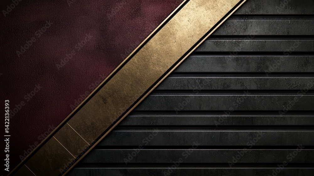 Poster black and gold striped background with a red border. the gold stripe is the main focus of the image
