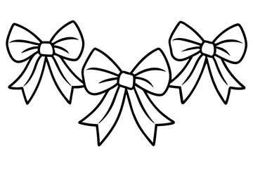Holiday Bow Line Art Vector Elements Set