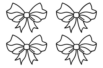 Holiday Bow Line Art Vector Elements Set
