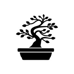 creative details Windswept bonsai icon Vector Illustration