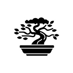 creative details Windswept bonsai icon Vector Illustration