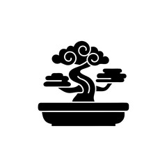 creative details Windswept bonsai icon Vector Illustration
