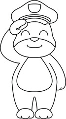 Bear Cop Police hat Police Animal Vector Graphic Art Illustration